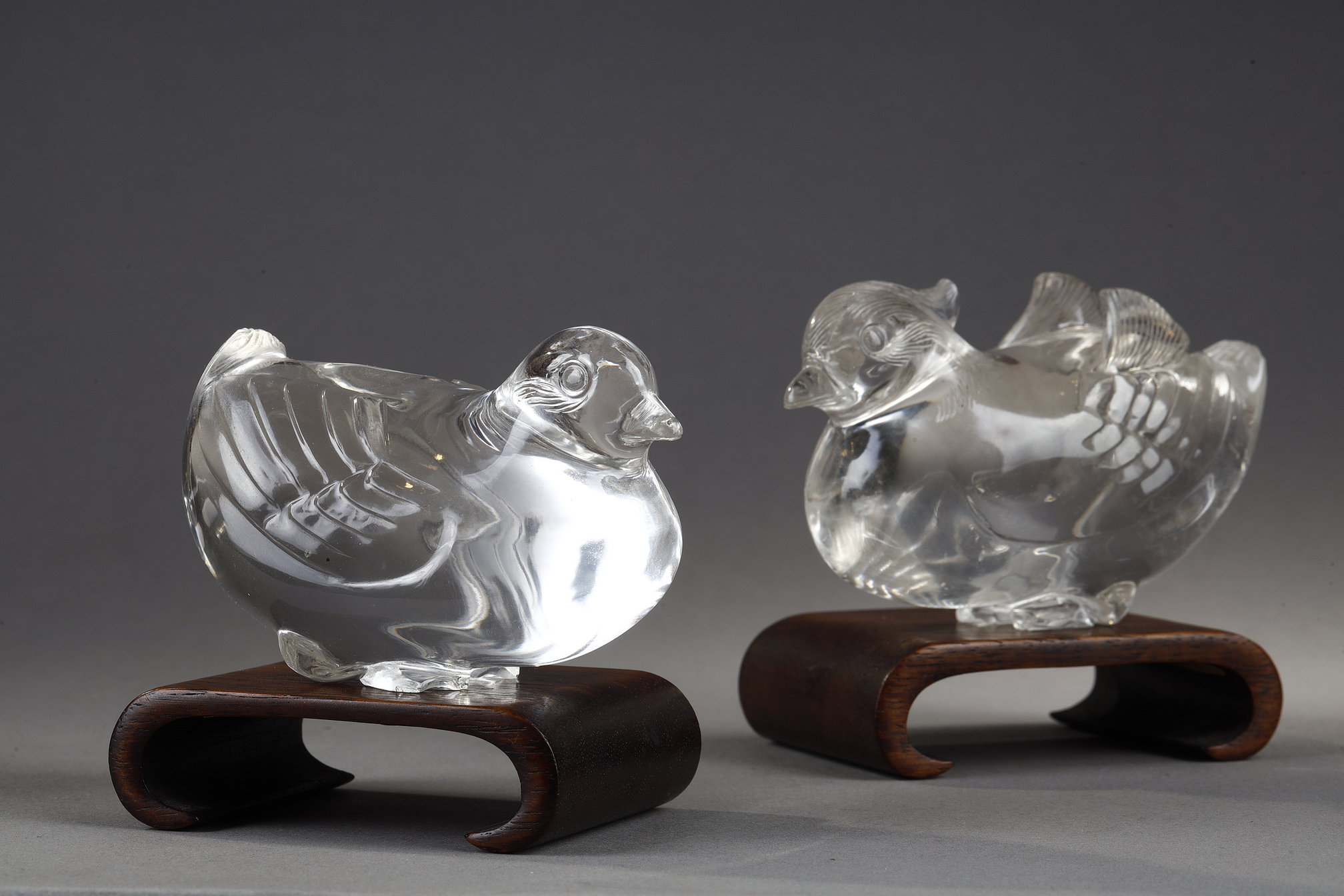 LE PRINTEMPS ASIATIQUE du 3/12 JUIN 2026                                                                                                             Two Mandarin ducks pairing in rock crystal - China 19th century